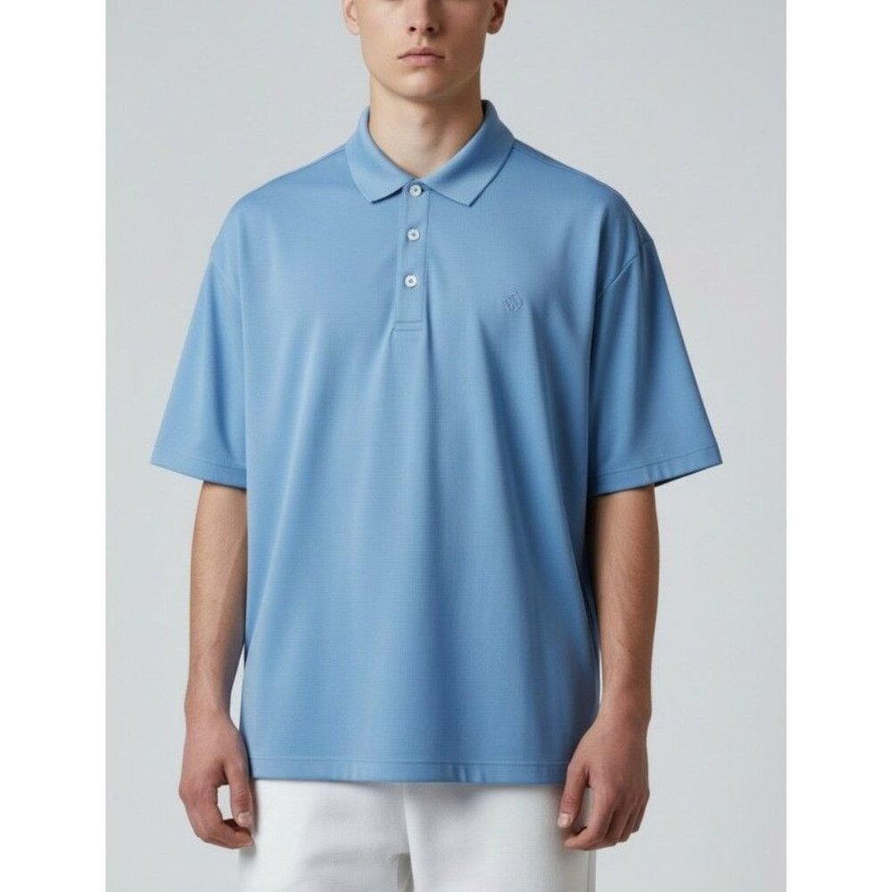 Adidas Golf Climalite Light Blue Polo Shirt L Mens Polyester Lightweight Perform